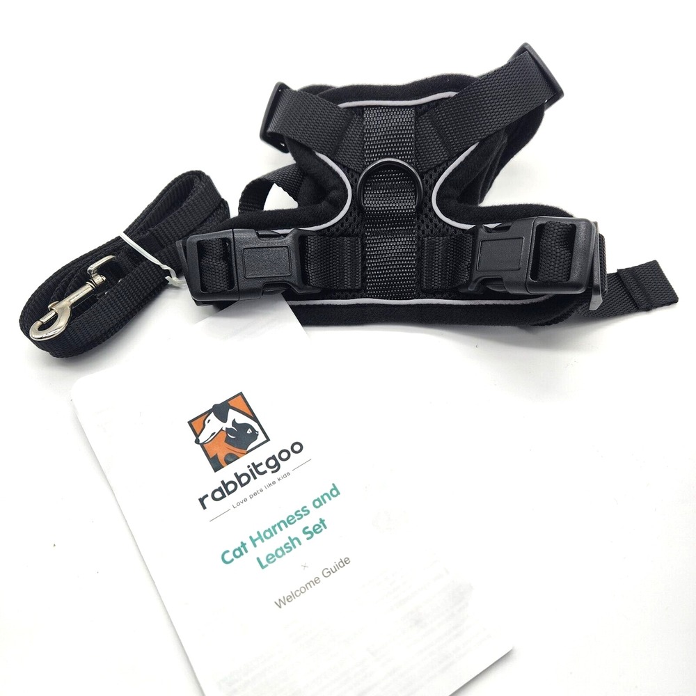 rabbitgoo Cat Harness Leash Breathable Reflective Strip Jacket Extra Small Black